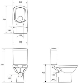 Vas wc rimless cu rezervor si capac Soft-Close si Easy Off inclus, Cersanit, Carina New