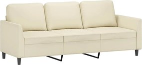 vidaXL Canapea cu 3 locuri, crem, 180 cm, piele ecologică