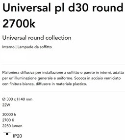 Plafoniera LED perete/tavan Universal pl d30 round 2700k