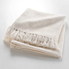 Pătură crem din amestec de bumbac 125x150 cm Ziggy – douceur d'intérieur