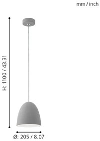 Eglo 92521 - Lampa suspendata PRATELLA E27/60W/230V