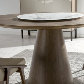 Masa dining cu blat central rotativ Veneer, 135cm AC-BRT1702-2