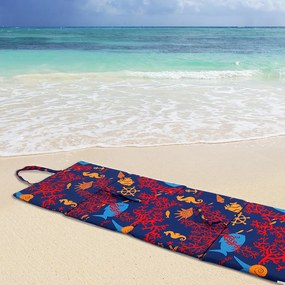 Saltea de plaja CALUT DE MARE CU CORALI 137x49 cm, albastru