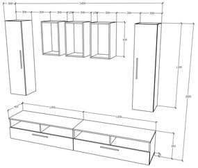 Living haaus Haga V9, Antracit/Stejar Wotan, L 240 cm