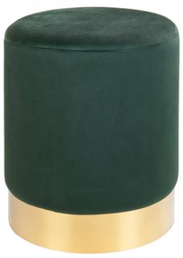 Taburet / Puf verde din catifea cu baza aurie 34 cm Gamby House Nordic