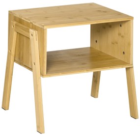 Noptiera Multifunctionala din Bambus HOMCOM, Design Deschis, Natural 43x32.5x42cm | AOSOM RO