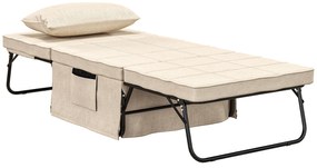 HOMCOM Fauteuil lit convertible chauffeuse chaise longue et pouf 4 în 1 cu dossier inclinable 5 positions cremă | Aosom Romania