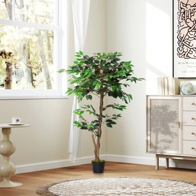 Outsunny Plantă Artificială Arbore de Ceai cu 546 de Frunze Realistice și Ghiveci de Ciment 120 cm Verde | Aosom Romania