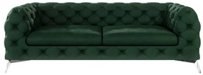 Canapea verde-închis cu tapițerie din catifea 225 cm Chelsea – Ropez