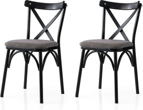 Set 2 scaune EKOL 291 V2, gri inchis/negru, stofa clasica/metal, 42x40