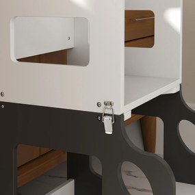 AIYAPLAY Scara Montessori 4 în 1 pentru Copii cu 2 Table și Set Masă și Scaun, din Lemn, 58x46x92 cm, Alb | Aosom Romania