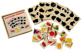 Joc de memorie si asociere din lemn Jocul Umbrelor cu fructe si legume JC03