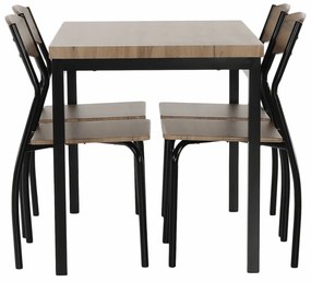 Set masa + 4 scaune din lemn , metal negru mdf stejar artizan metal negru/mdf stejar artizan