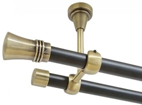 Galerie dubla capri fara inele prindere tavan 19/19 mm negru aur antic (Alege marime: 320 cm)