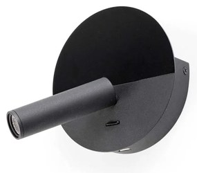 Aplica cu reader LED minimalista cu USB charger DUAS Black