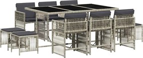 vidaXL Set mobilier de grădină cu perne 11 piese gri deschis poliratan