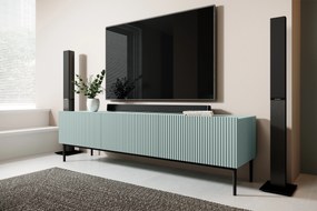 Comodă TV Nicole 200 cm - salvie MDF / picioare negre