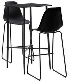 vidaXL Set mobilier de bar, 3 piese, negru, plastic