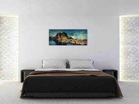 Tablou cu sat de pescari din Norvegia (120x50 cm)