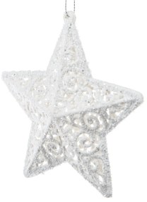 Ornament de Crăciun Carlita Star alb, 11,5 x 11,5x 2 cm, plastic