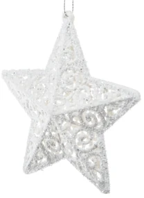 Ornament de Crăciun Carlita Star alb, 11,5 x 11,5x 2 cm, plastic