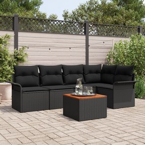 vidaXL Set de canapele pentru grădină 6 pcs Negru Rattan poli