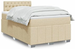 vidaXL Pat continental cu saltea, crem, 120x190 cm, textil
