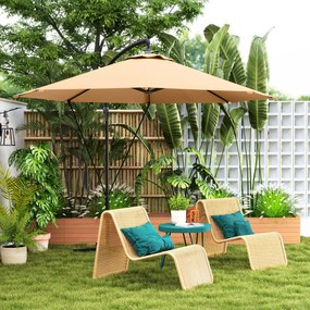 Outsunny Umbrelă de Soare cu Corzi Anti-Vânt, Orificii de Aerisire, Bază în Cruce și Manivelă, Φ290x243 cm, Gri | Aosom Romania