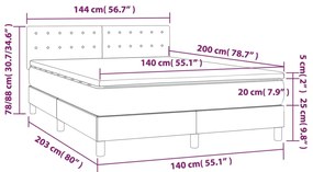 Pat cu arcuri, saltea si LED, crem, 140x200 cm, textil Crem, 140 x 200 cm, Nasturi de tapiterie