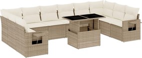 vidaXL Set canapele de grădină cu perne, 11 piese, bej, poliratan