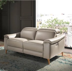Canapea 2 locuri eleganta, design LUX cu functia relax Cowhide taupe grey