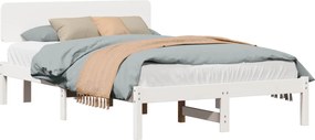 vidaXL Cadru de pat cu headboard Alb 120 x 190 cm Lemn de pin masiv