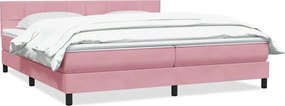 vidaXL Pat box spring cu saltea, roz, 180x210 cm, catifea