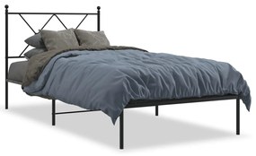 376495 vidaXL Cadru pat metalic cu tăblie, negru, 90x200 cm