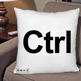 Perna Personalizata Tasta Ctrl Tipografie Bold, 40x40 cm, Alb Pufos, Husa Detasabila, Perna Inclusa, BEKZ®