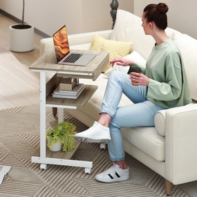 HOMCOM Birou PC cu Sertar Glisant și 2 Rafturi Deschise Alb și Stejar | Aosom Romania