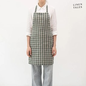 Șorț din in Forest Green Gingham – Linen Tales