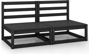 vidaXL Canapea de grădină cu 2 locuri, negru, lemn de pin masiv