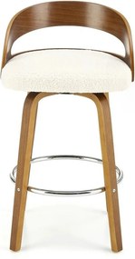 Scaun din lemn tapitat H110, crem/nuc, stofa bucle/otel, 47x43x84 cm