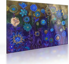 Tablou pe sticlă - Flori albastru închis (70x50 cm)