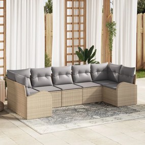 vidaXL Set de canapele pentru grădină 7 pcs Bej Rattan poli