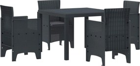 vidaXL Set de masă pentru grădină 5 pcs Antracit Polipropilenă