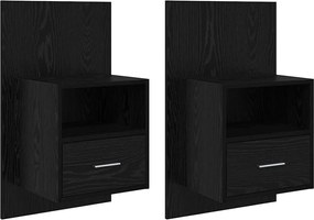 vidaXL Dulap de noapte cu sertar 2 pcs Stejar Negru 50 x 32,5 x 80cm