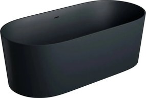 Cada freestanding Omnires Ovo M+ compozit negru lava mat 160x75 cm