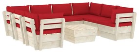 3063606 vidaXL Set mobilier grădină paleți, 9 piese, cu perne, lemn de molid