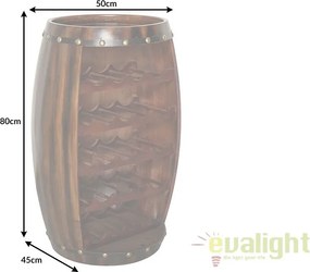 Raft pentru sticle- Bar design colonial Chateau 80cm coffee
