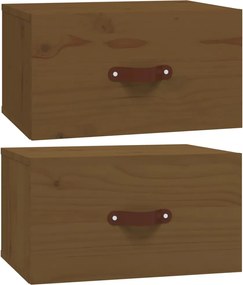 vidaXL Noptiere de perete, 2 buc., maro miere, 40x29,5x22 cm