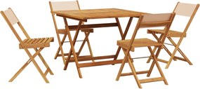 vidaXL Set mobilier de grădină 5 piese textil bej/lemn masiv