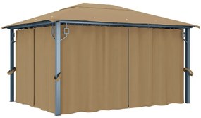 Pavilion cu perdele, gri taupe, 400 x 300 cm, aluminiu Gri taupe, 400 x 300 cm