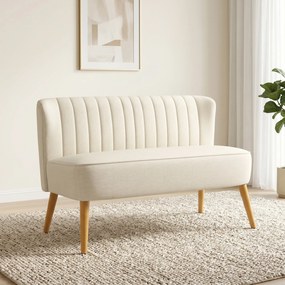 HOMCOM Canapea cu 2 Locuri din Material Textil fără Brațe, Canapea  cu Picioare din Lemn, 117x56,5x77 cm, Verde | Aosom Romania